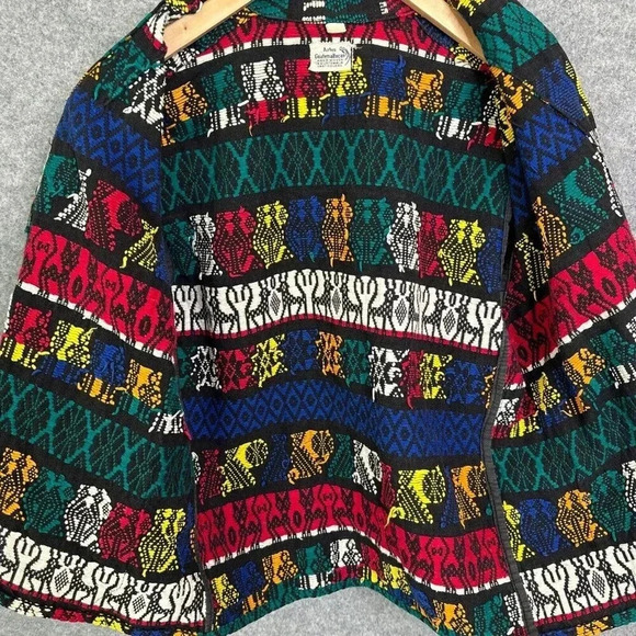 Vintage Artes Guatemattecas Jacket Womens Medium Cropped Hand Woven Wearable Art - Picture 7 of 16